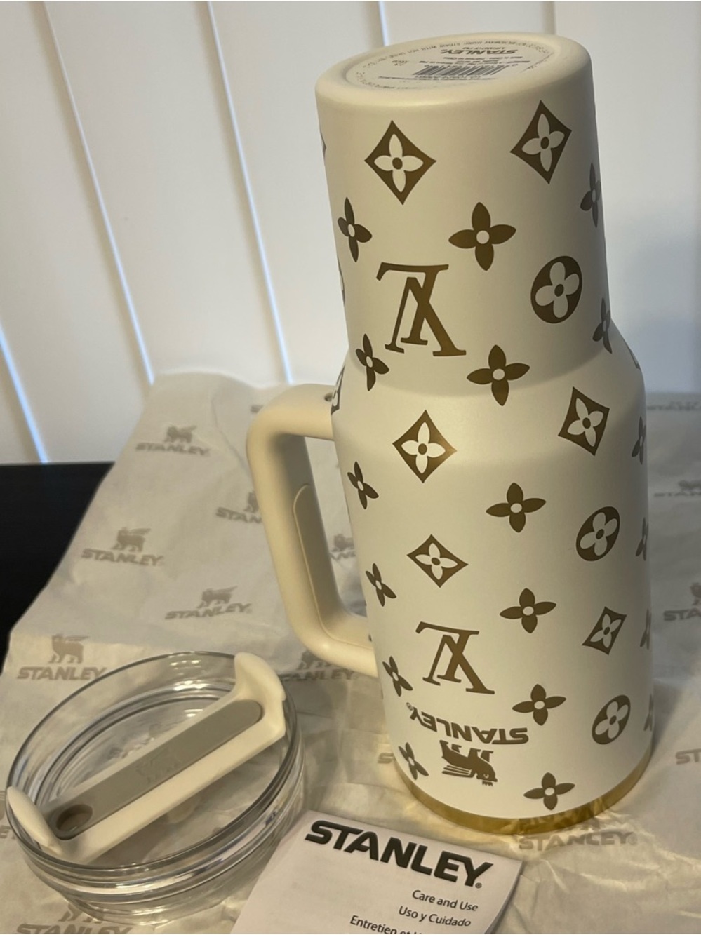 Custom Stanley 40oz White with Gold Accents. Travel Mug - Picture 5 of 5